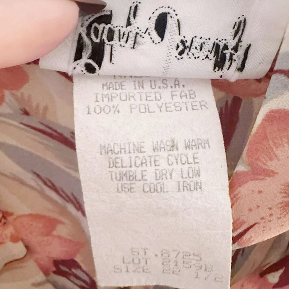 Vintage Lady Jennifer Ascot Bow Blouse Long Sleeve Floral Hawaiian - Picture 4 of 7